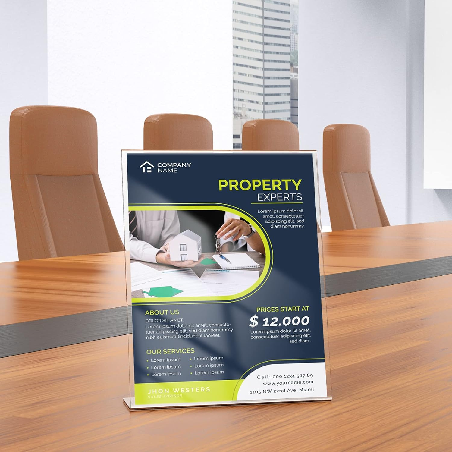 Clear Acrylic Sign Holder - 6Pack 8.5X11'' Flyer Document Brochure Paper Display Holder with Vertical Slant Back for Office Desktop - Plastic Menu Stands for Restaurant Tabletop image number 3