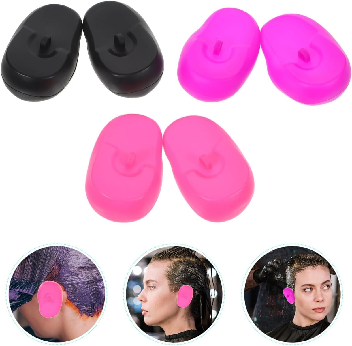 3 Pairs Hairdressing Ear Cover Professional Silicone Hair Dye Earmuffs Ear Protector Ear Cover for Salon Home Hair Dye Shower Bathing
