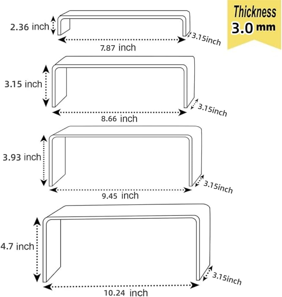 HIDOSNG Acrylic Display Riser, 8PCS U-Shaped Acrylic Risers, Clear Rectangular Stands for Candy Dessert Cupcakes,Collectibles Display Stands Shelf for Display image number 2