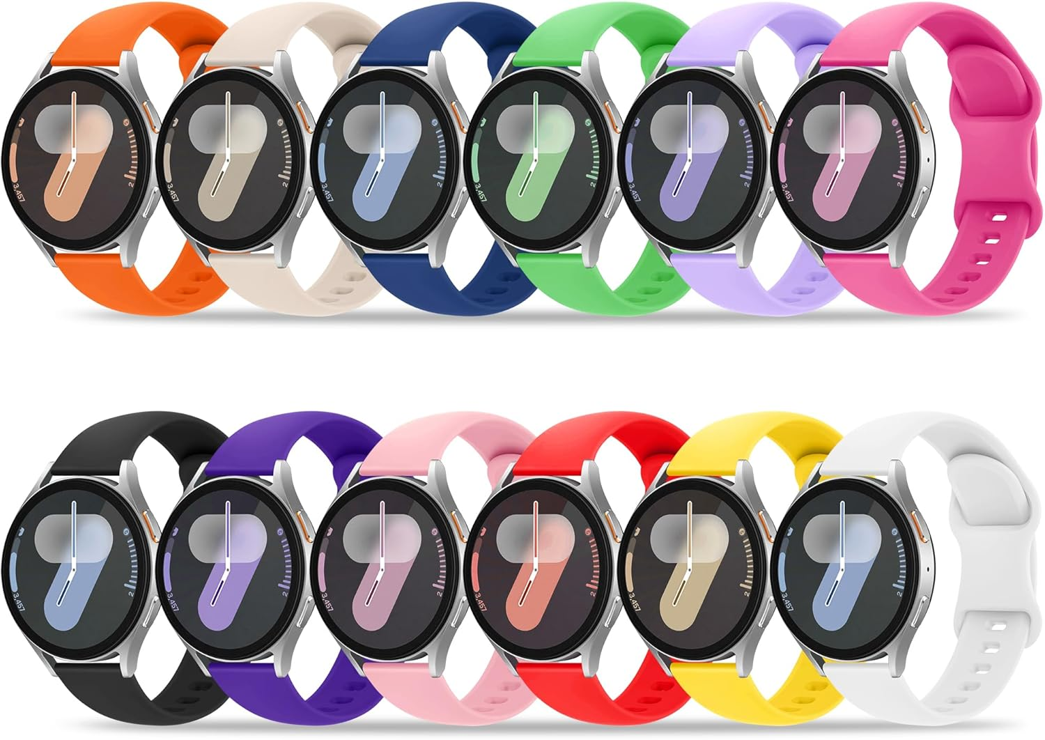 12 Pack Bands Compatible with Samsung Galaxy Watch 7 6 5 4 40Mm 44Mm/6 4 Classic 43Mm 47Mm 42Mm 46Mm/5 Pro 45Mm/Active 2 Band for Women Men, Silicone Sport Breathable Strap