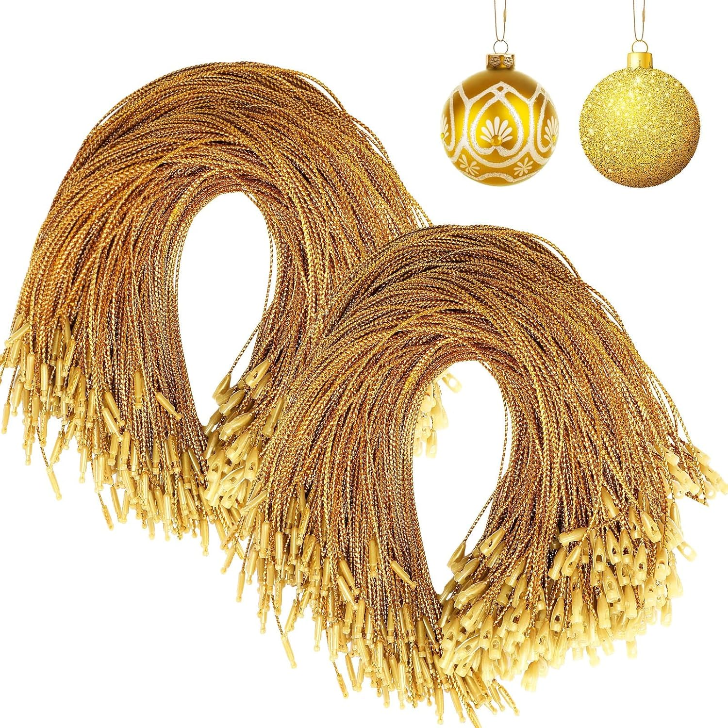 JUNEBRUSHS 600Pcs Christmas Ornament Hooks, Ornament Hangers with Snap Ornament String for Christmas Tree Holiday Party Hanging Decorations Ropes Easy and Fast Locking (Green)