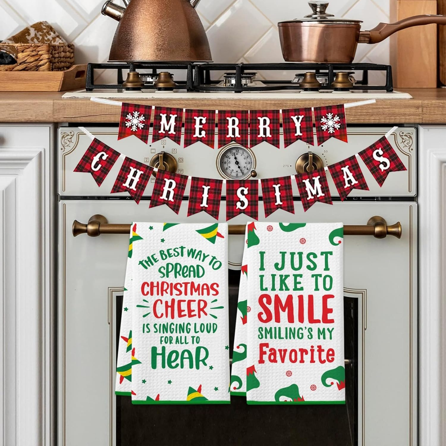 Funny Christmas Kitchen Towels, 2 Pack Buddy the Elf Dish Towels, Cute Merchandise Gift Hand Towels, Kitchen Bathroom Decorations, Novelty Xmas White Elephant Gifts for Women Men image number 6