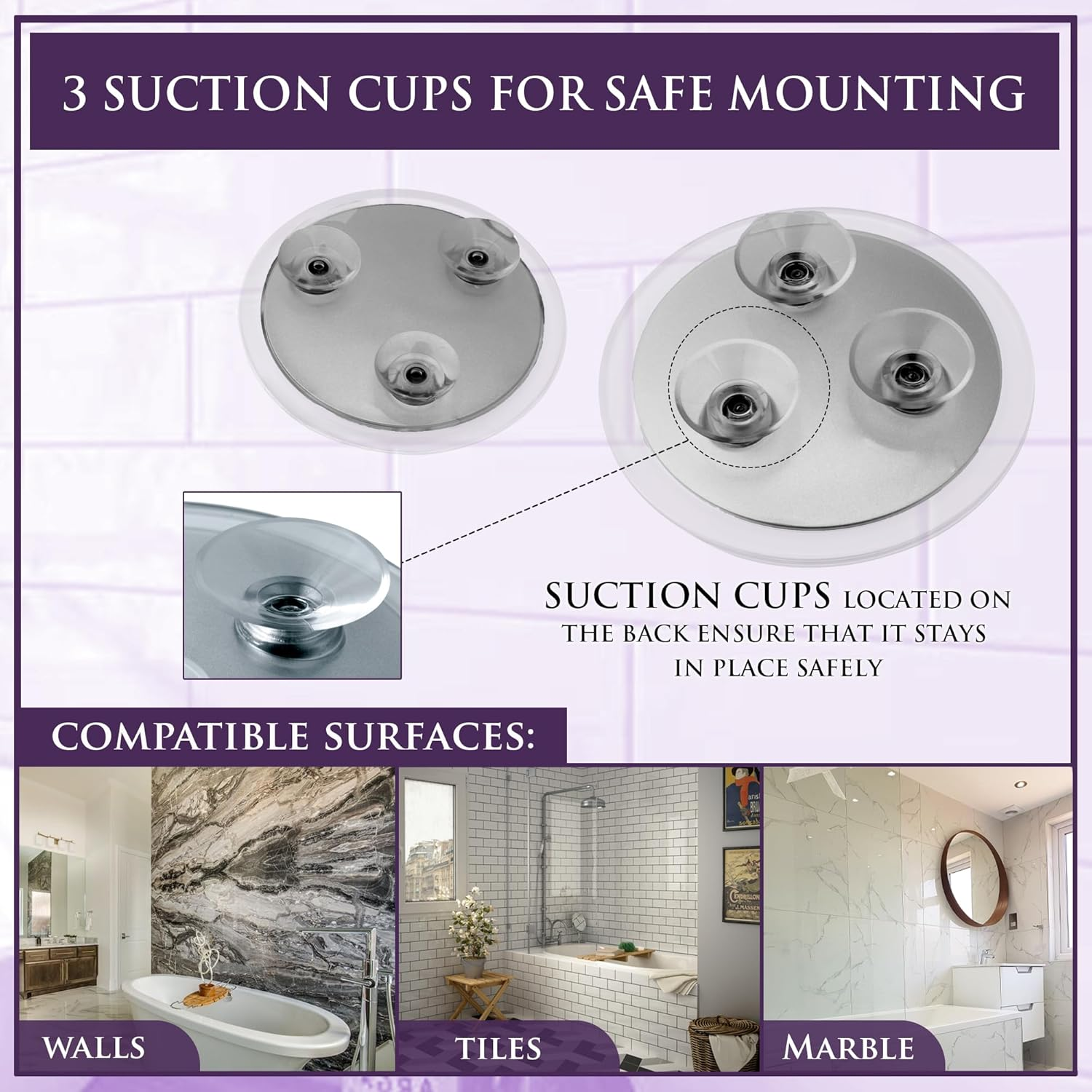 Mirrorvana Magnifying Mirror Set 20X and 10X with Suction Cup, round Cosmetic Mirror for Bathroom, Makeup Mirror 15 Cm and 10 Cm image number 6