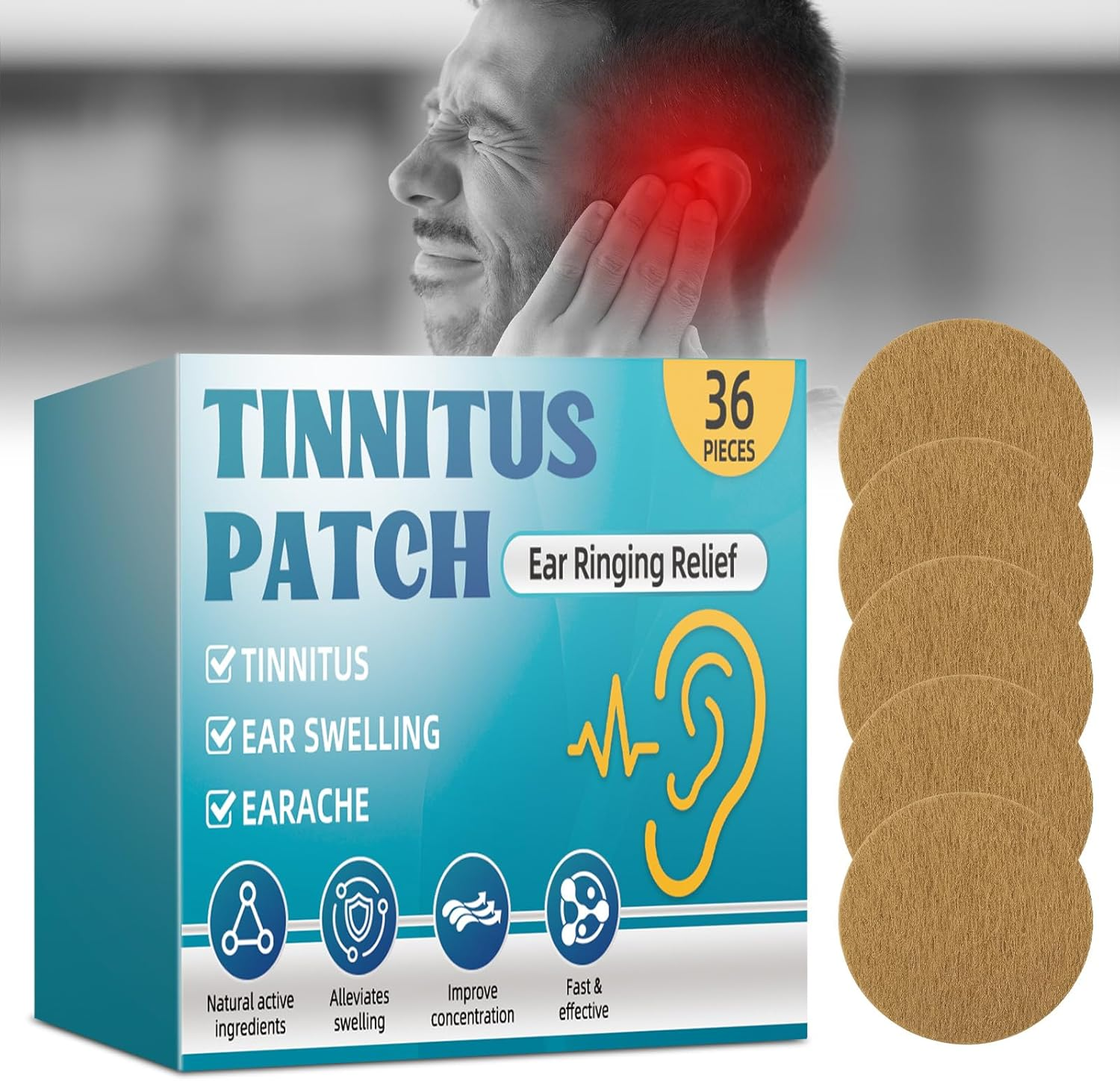 Tinnitus Relief for Ringing Ears, Tinnitus Relief Patch for Ear Ringing,Natural Herbal Formula, Effective Reduce Noise and Improve Focus, Gentle & Portable 36 Count image number 6