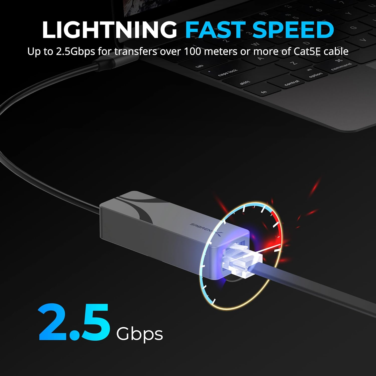 SABRENT USB C to 2.5Gbps Ethernet Adapter, High-Speed USB C to LAN Adapter (RJ45), Aluminum Portable Network Adapter for Macbook Pro/Air, Ipad Pro (2018 & Later), Windows, Linux (NT-25GA) image number 6