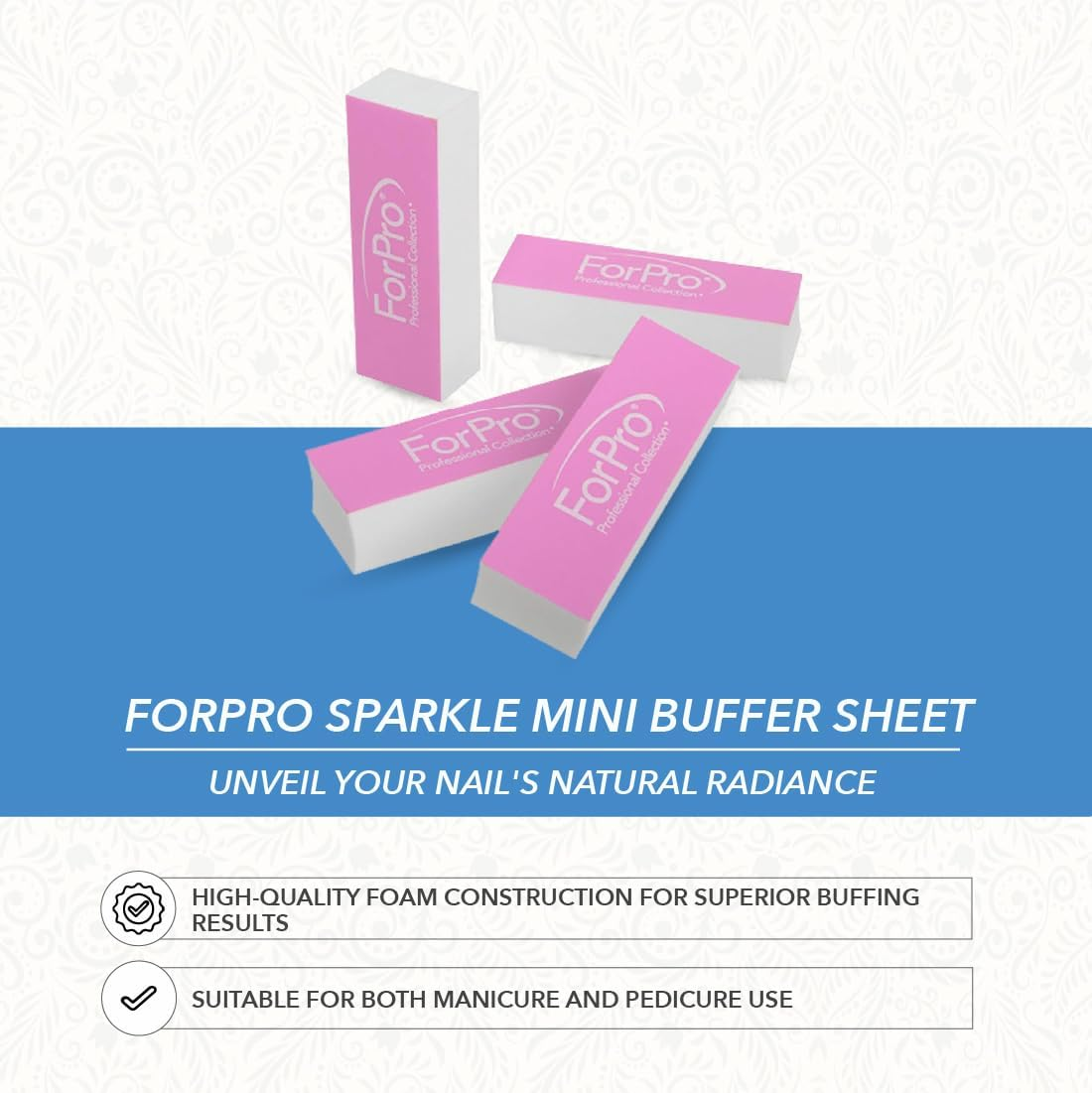Forpro Sparkle Mini Buffer Sheet, Pre-Cut, Double-Sided Manicure & Pedicure Nail Buffers, Pink 400/White 4000 Grit, 39-Count image number 5