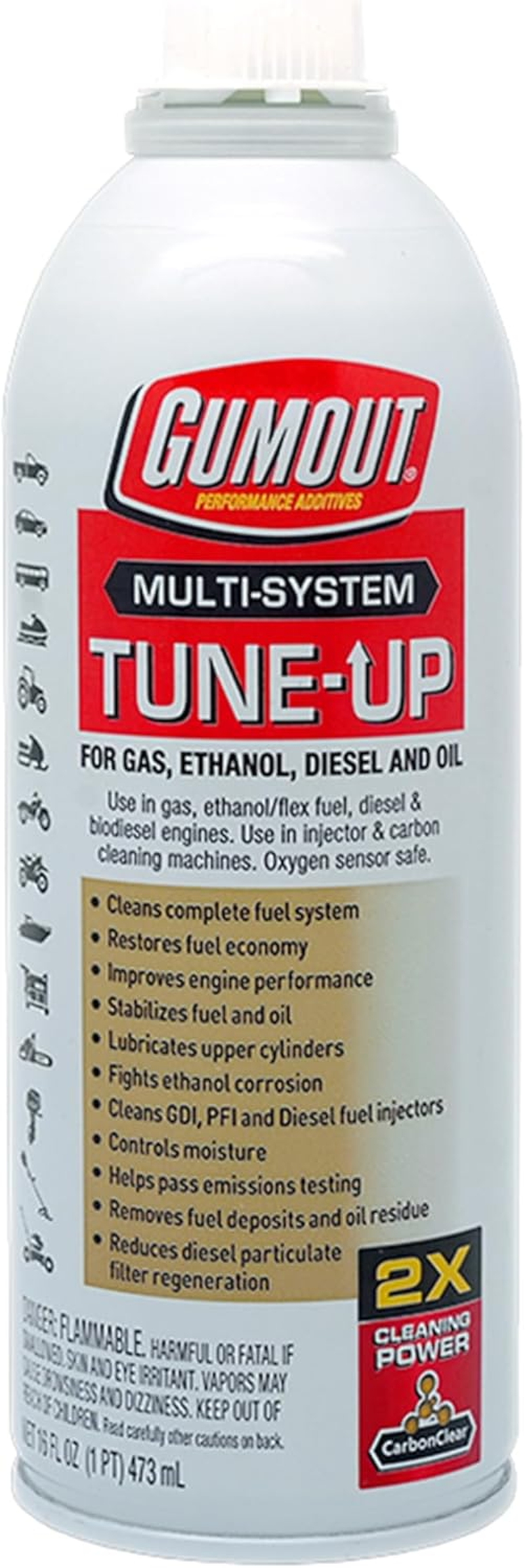 Gumout 510011 Multi-System Tune-Up, Fuel Stabilizer Injector Cleaner & Gas Treatment, 16 Oz, Full Fuel System Cleaner - Improves Engine Performance, Cleans & Removes Deposits and Residue image number 1