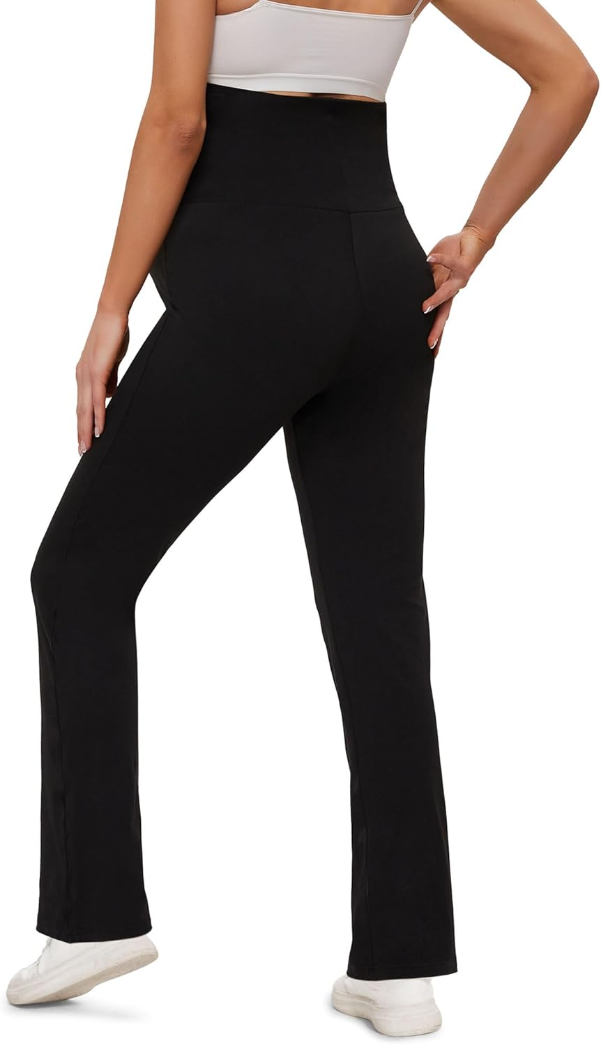 Buttery Soft Fold over Straight Leg Leggings, Two Ways to Wear, before during after Pregnancy image number 5