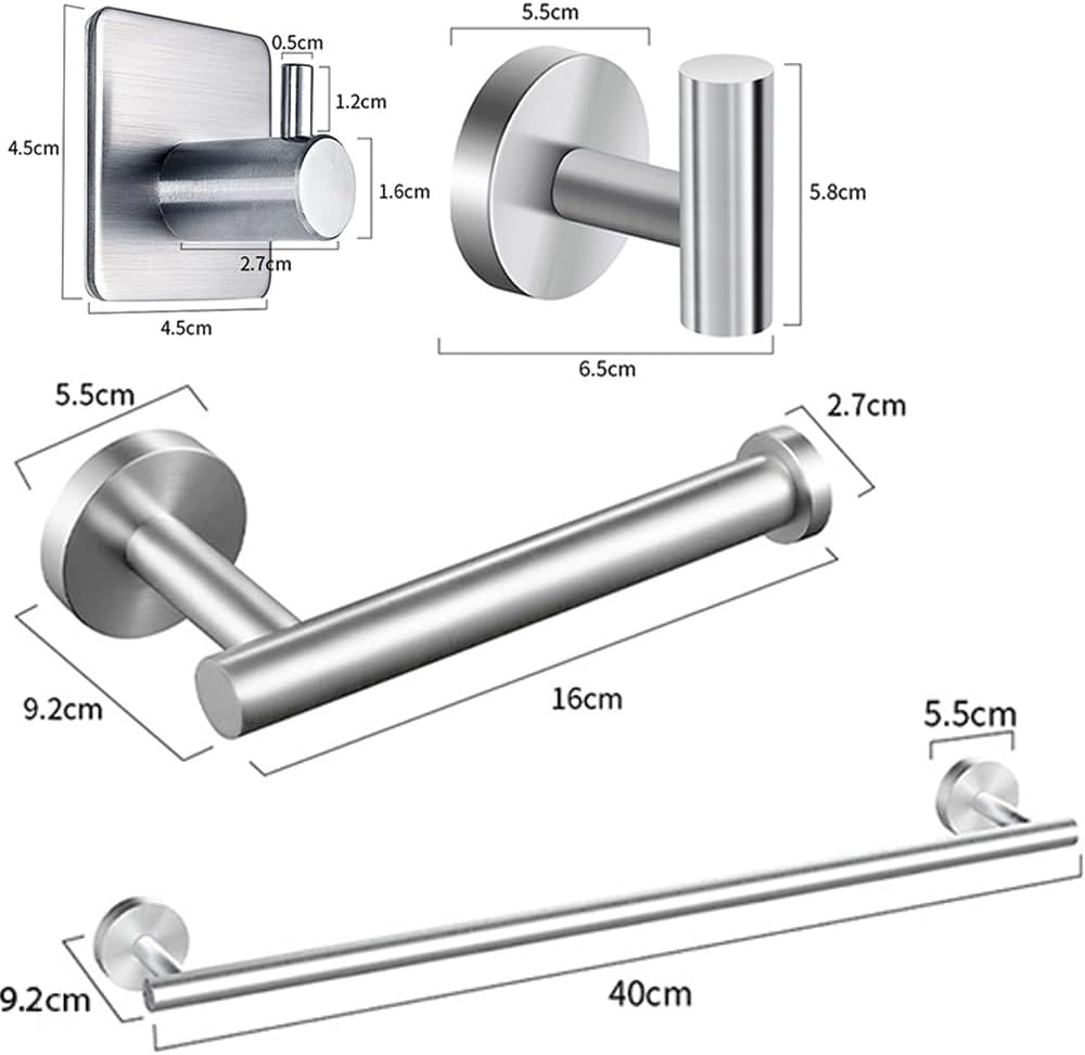 HHWRT Bathroom Hardware Accessories Set, Wall Mounted Bathroom Accessories Set, Towel Bars for Bathroom, Bath Towel Bar Set, Towel Holder Set, 10-Piece Stainless Steel Bathroom Hardware Set image number 2