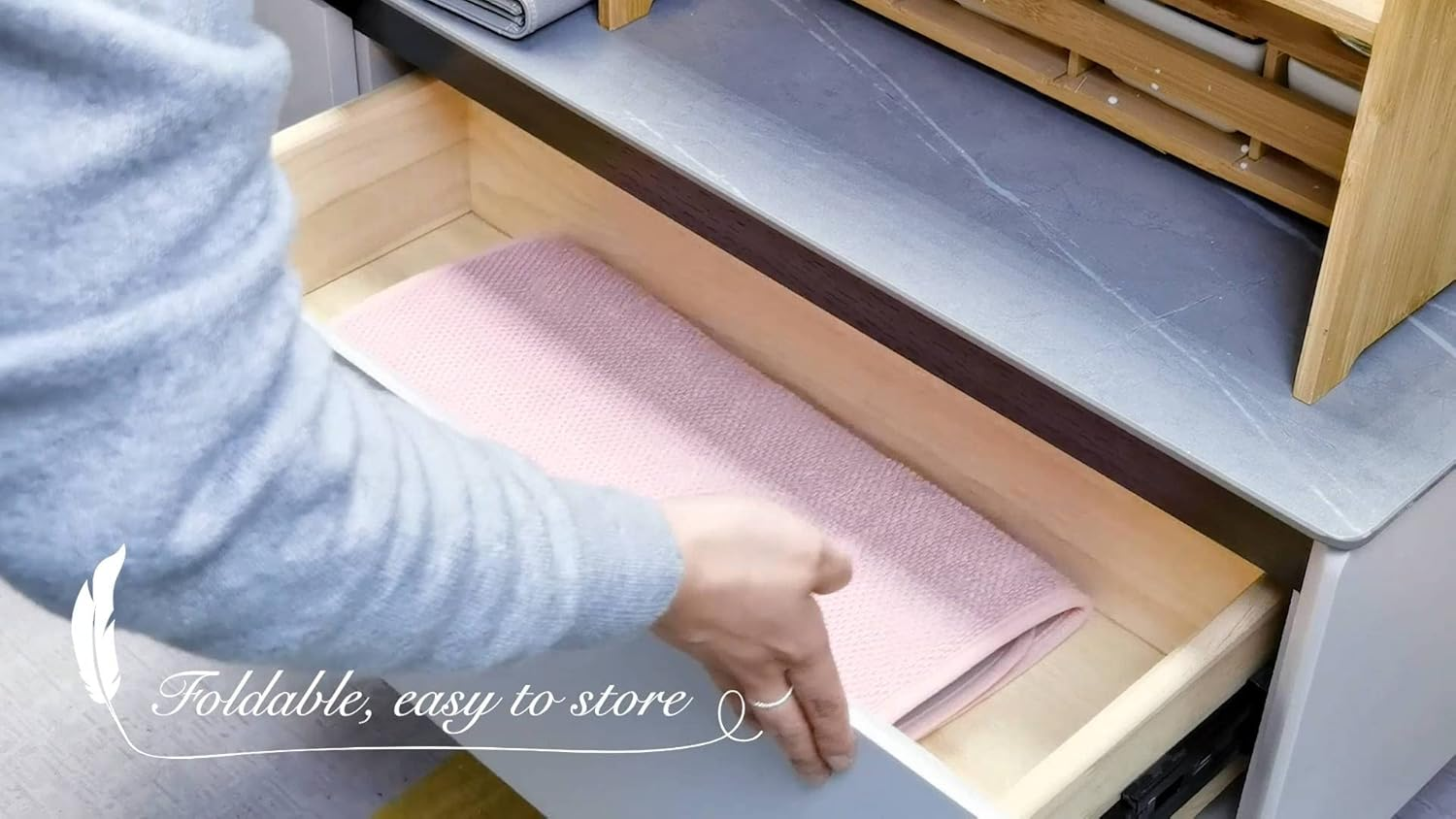 Dish Drying Mat for Kitchen Counter, Microfiber Dish Drying Pad 2 Pack Large Size Absorbent Dishes Drainer Mats (Pink) image number 2