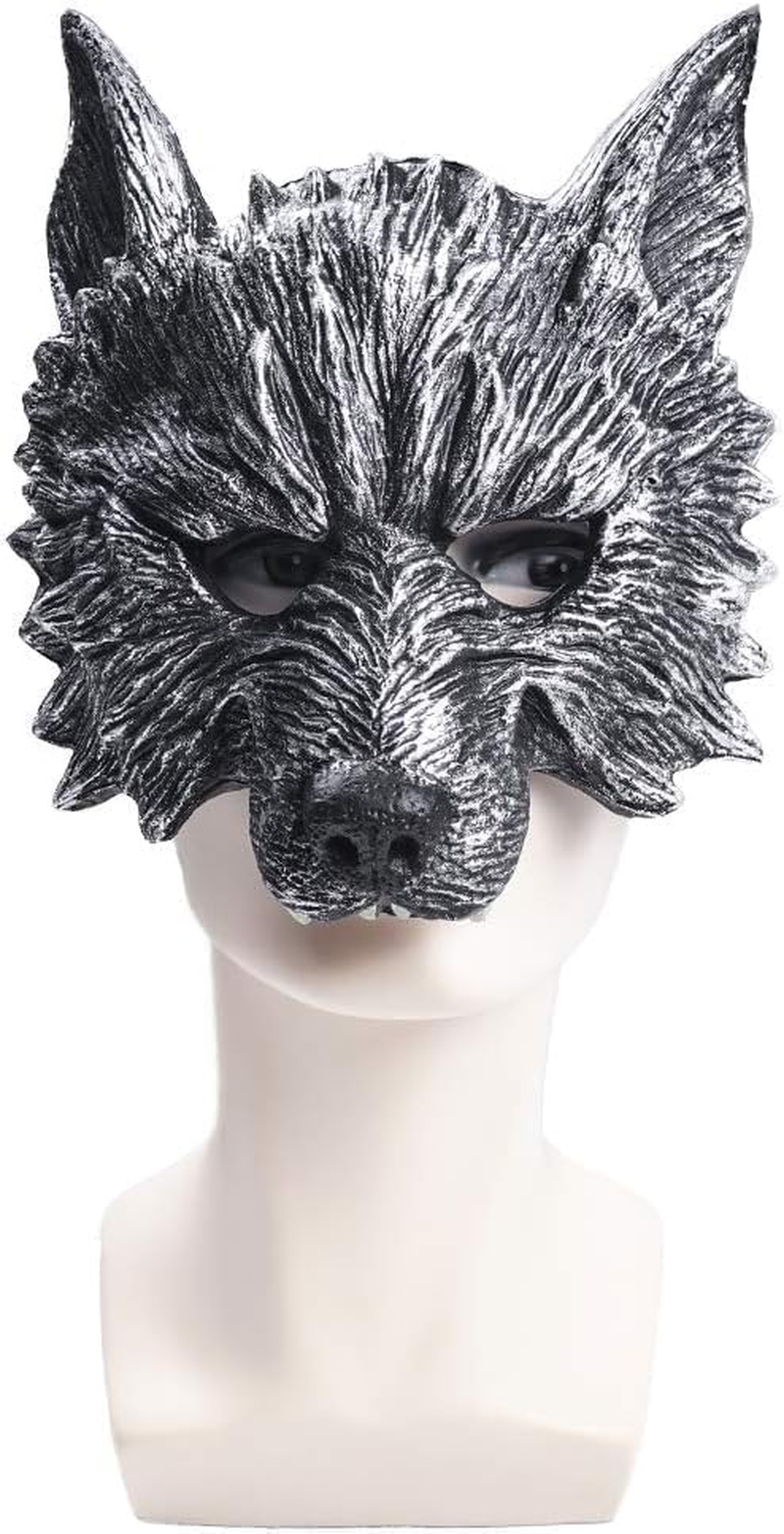 Wolf Mask and Tail Glove Set, Scary Half Face Werewolf Mask Animal Masquerade Mask for Men Halloween Cosplay Costume - 1Pc image number 7