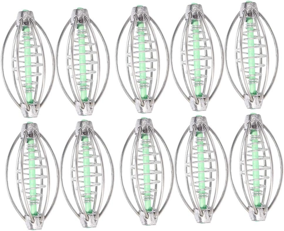 Stainless Steel Spring Feeder Basket - 10Pcs Carp Fishing Feeder with Pendant Bead (20G) image number 1