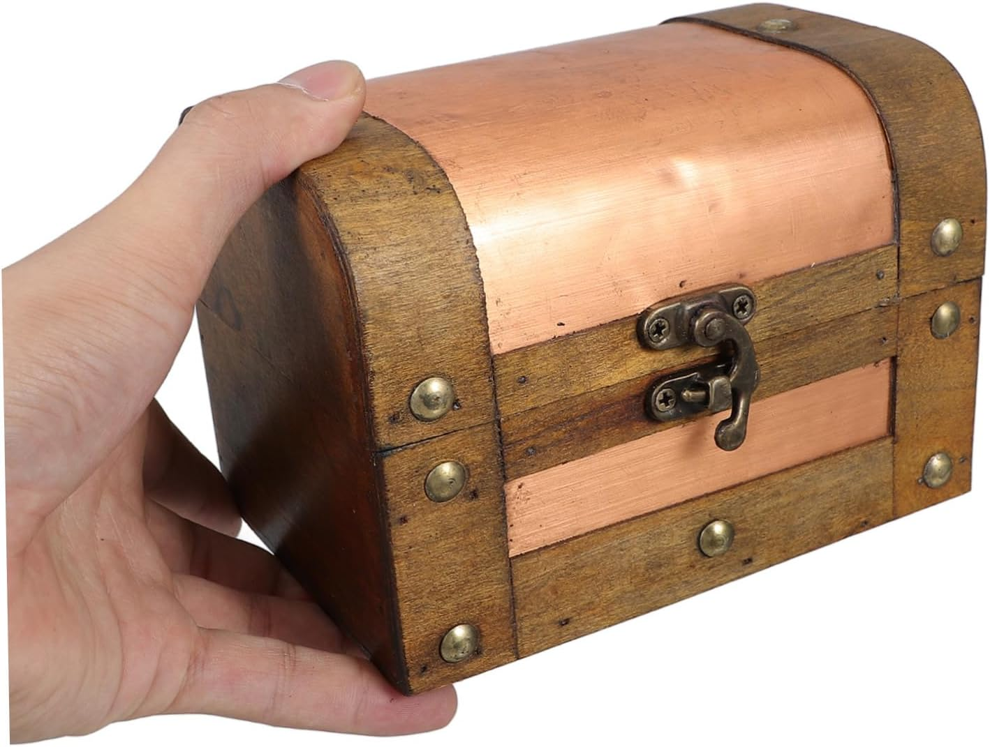 Alipis Wooden Storage Box Vintage Treasure Chest Lock Decorative Jewelry Storage Box Trinket Sundries Case Keepsake Container for Jewelry Small Items Desk image number 3