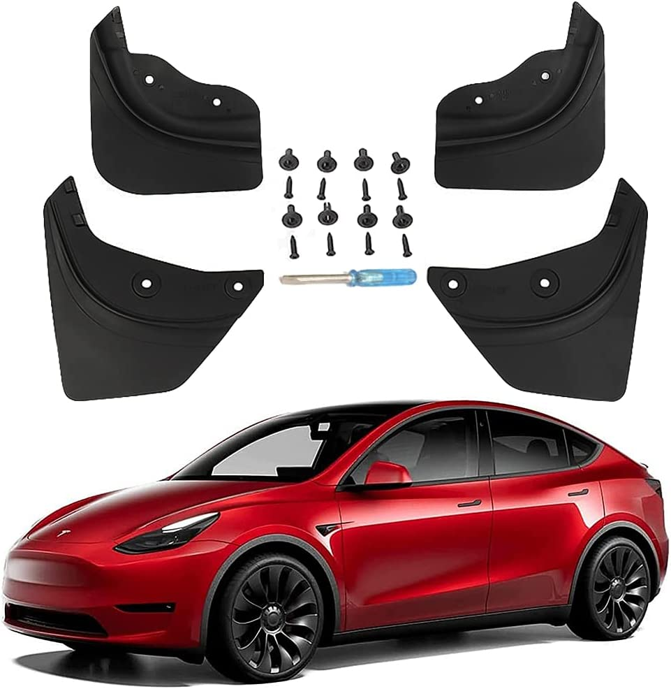 Geli 4 Pieces Mud Flaps Splash Guards,Upgraded Version Front and Rear Mud Flaps Compatible with 2021 2022 Tesla Model Y Accessories image number 4