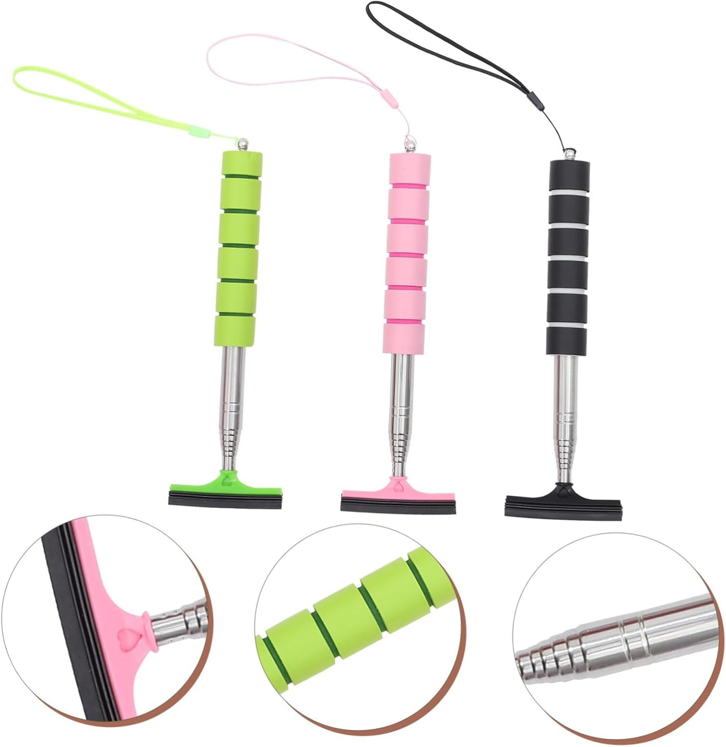 GANAZONO 3Pcs Retractable Car Window Squeegee and Side Mirror Cleaner Brush Set, Telescopic Handle Windshield Cleaner for Automotive Glass, Car Exterior Cleaning Tool for Home and Travel image number 1