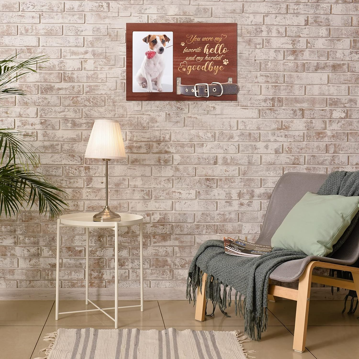 Amyhill Dog Memorial Picture Frame Wooden Personalized Pet Collar Picture Frame Pet Memorial Gifts for Loss of Dog Cat Remembrance Gift Sympathy Photo Keepsake image number 3