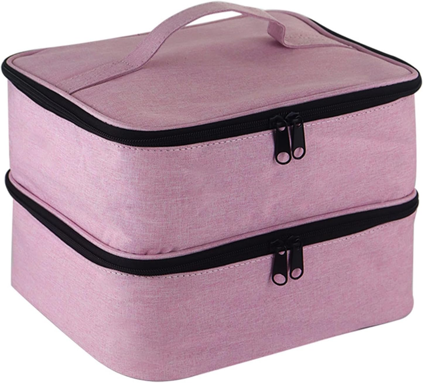 Double Layer Nail Polish Storage Bag Nail Polish Case Organiser Large Zipped Storage Case for Nail Polish 25 X 20 X 19 Cm, Pink, Se R&eacute;f&eacute;rer Au Descriptif, Refer to Description - Black image number 4