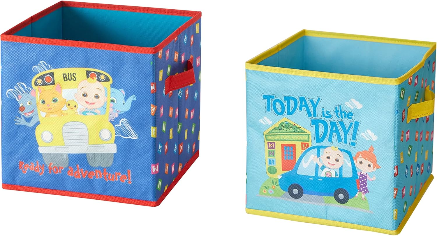 Idea Nuova Cocomelon Set of Two Spacious Collapsible Storage Cubes, 10"X10"