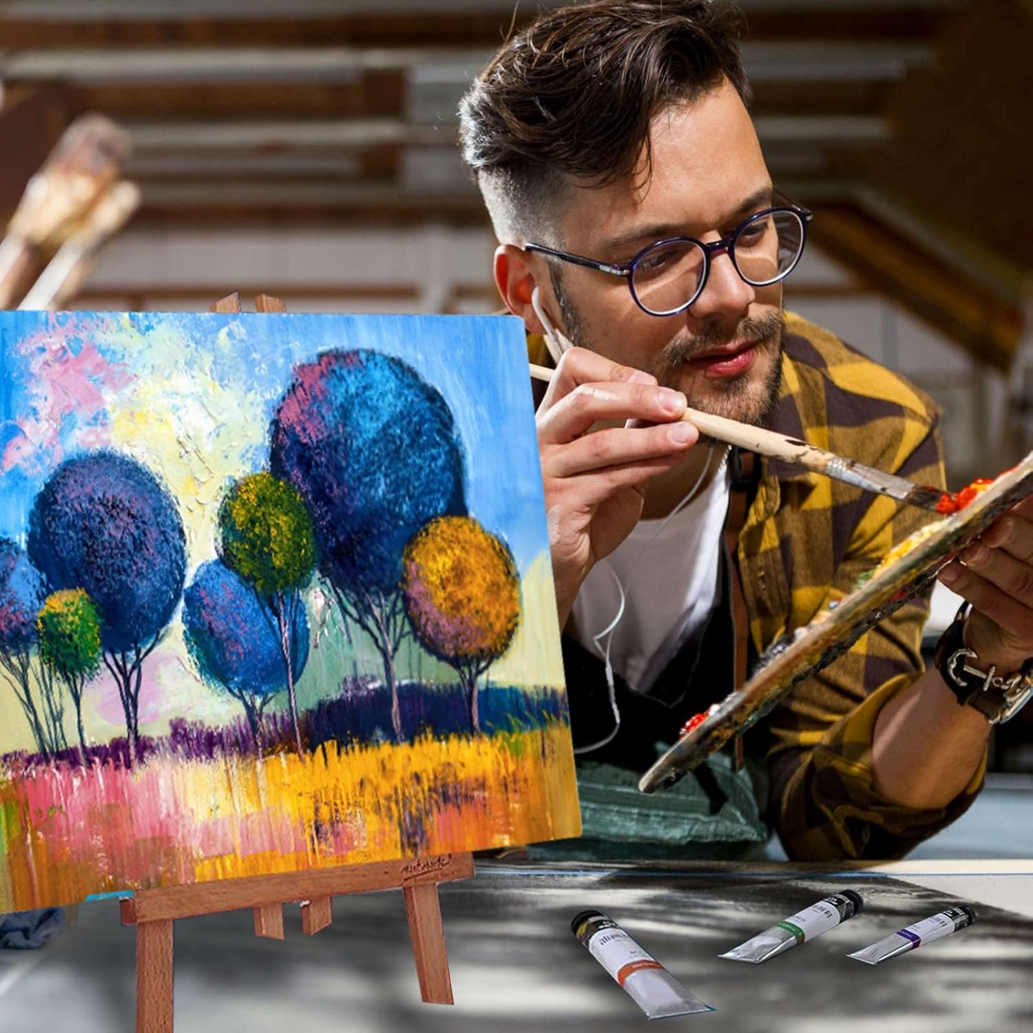 Stretched Canvases for Painting 18X24 Inch 5-Pack, 10 Oz Triple Primed Acid-Free 100% Cotton Blank Canvas, Rectangular Canvas for Oil Paint Acrylics Pouring & Wet Art Media, Pour Painting image number 5