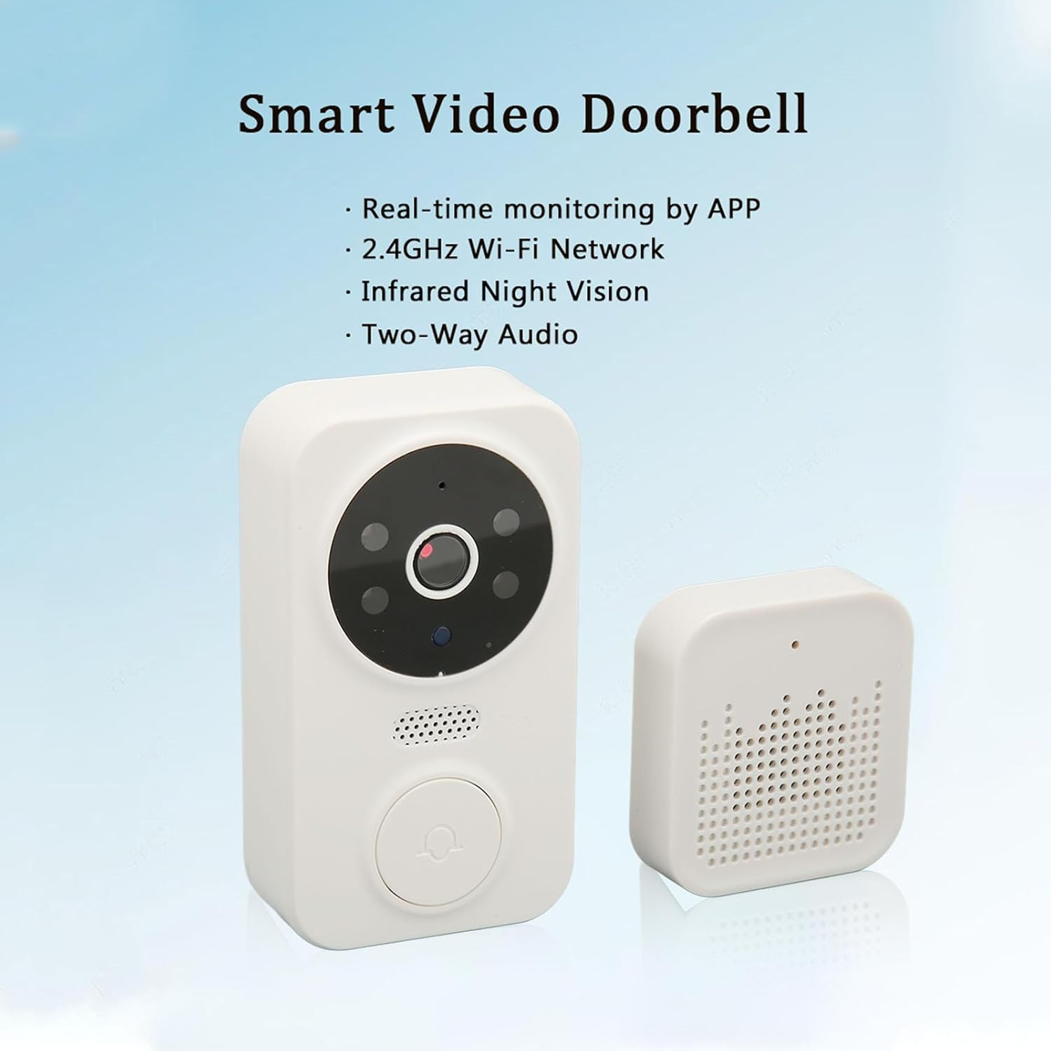 Video Doorbell 2.4G Wifi Wireless Doorbell Camera with Chime, HD Night Vision 2 Way Audio, Motion Detection, IP65 Waterproof, Rechargeable Battery Smart Home Security Camera System image number 5