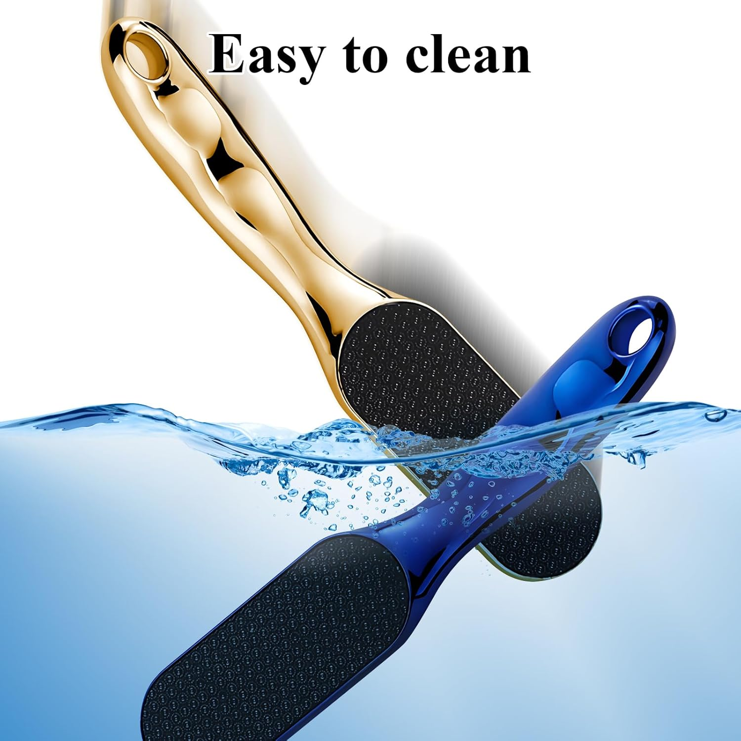 Nano Glass Foot File Callus Remover, Callus Removal Foot, Pumice Stone Foot Care Glass Nail File, Foot Glow Callus Remover, Removes Callus Planer, Equipped Comfortable Handle (Blue and Gold) image number 2