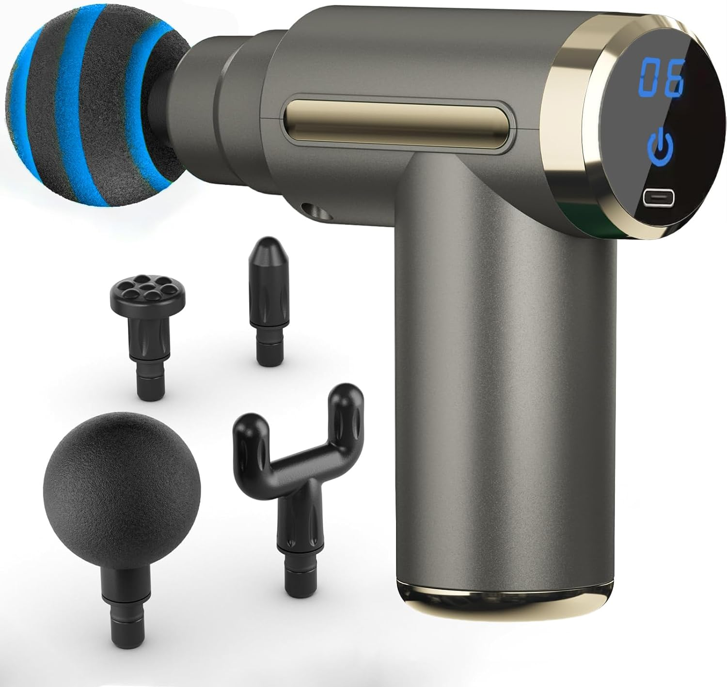 Massage Gun Deep Tissue, Back Massage for Athletes for Pain Relief, Percussion Massager Device with Silent Brushless Motor, Relax for Mothers Day and Fathers Gifts (Sliver)