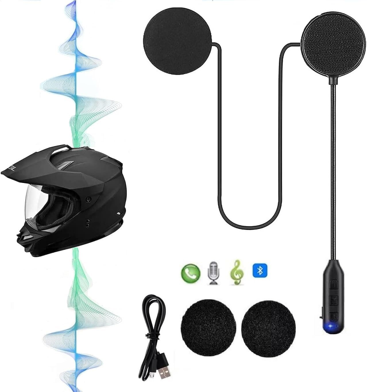 HM-1 Motorcycle Sports Helmet Wireless Bluetooth 5.0 FM Hands Free, Motorbike Headset Headphone Earphone Microphone Speaker Voice Dial Hifi Intercom Waterproof Moto Accessories image number 3