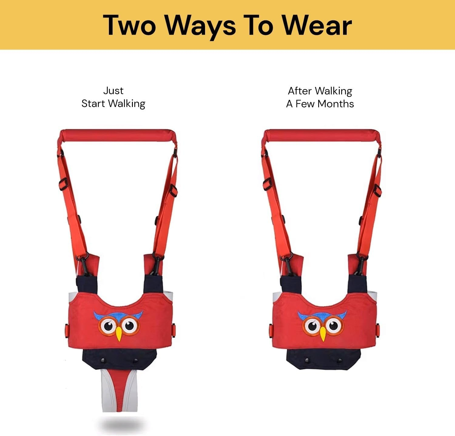 EZONEDEAL Walking Harness Adjustable Detachable, Walker Assistant Protective Belt Learning Walk Support Assist Trainer Tool - for 7-24 Month Old (Red) image number 2