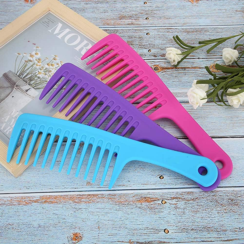 3 Colors Wide Tooth Comb Straight Handle anti Static Curly Hair Styling Tool