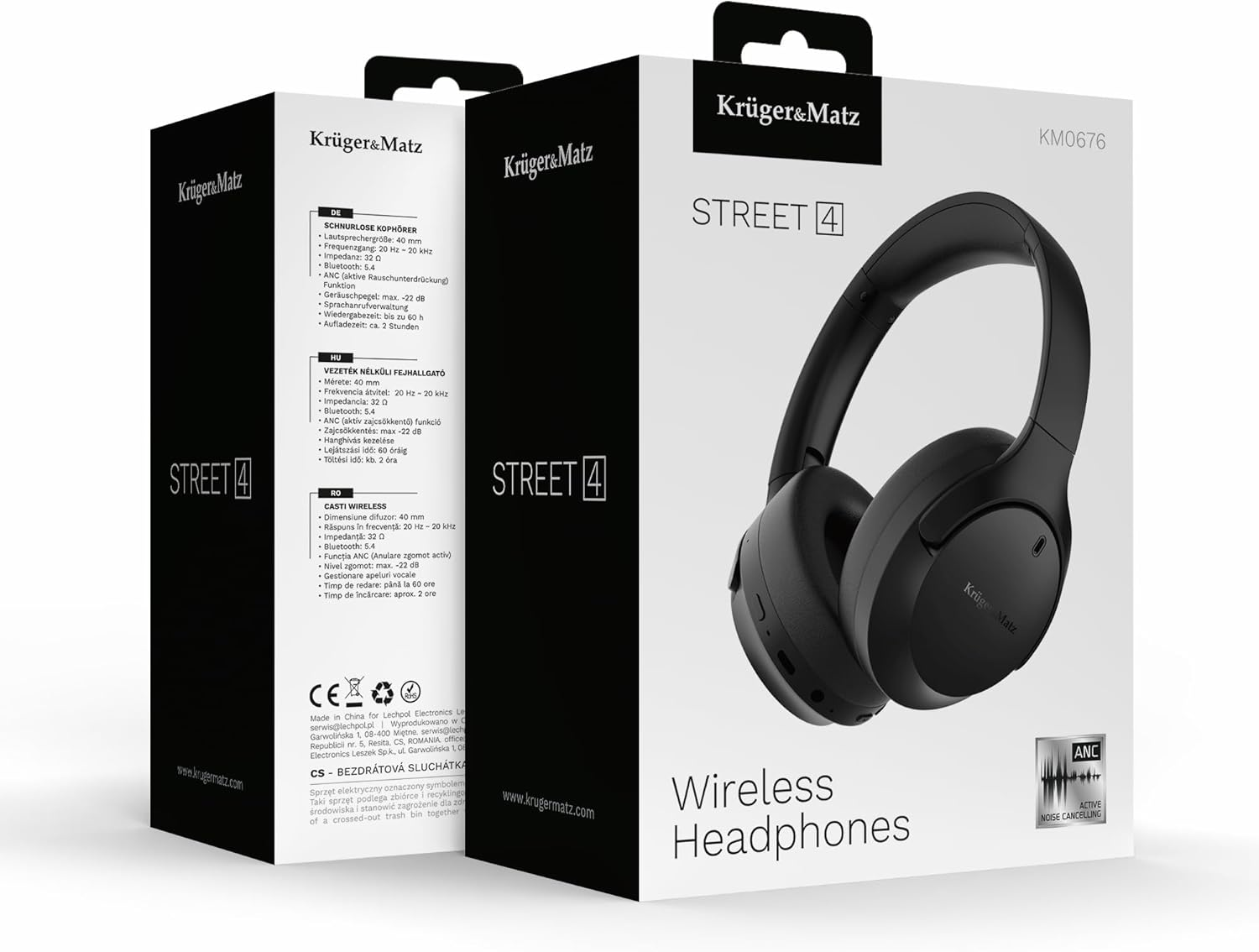 Kr&uuml;ger&Matz Street 4 Wireless Earphones Built-In Microphone ANC Function Bluetooth 5.4 Black