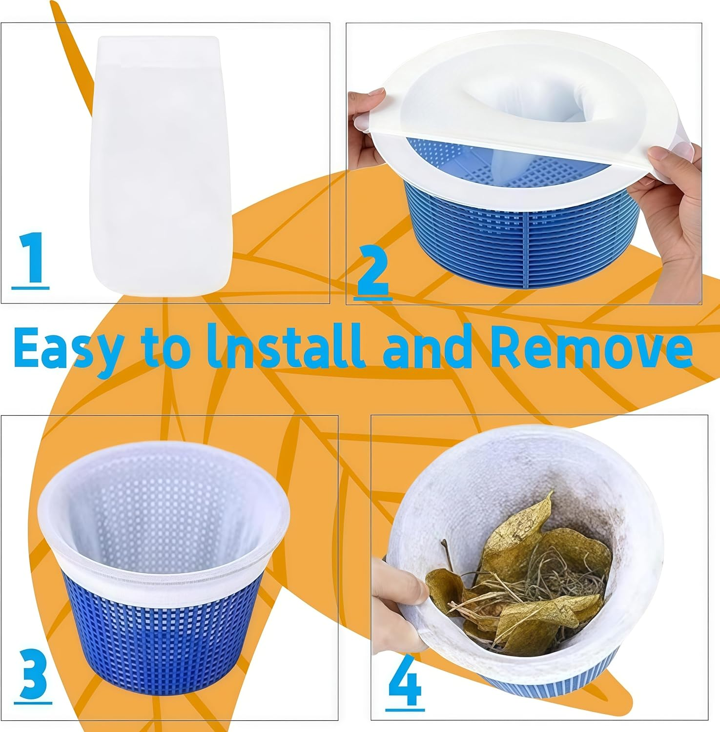 20Pcs Reusable Pool Skimmer Socks,Ultra Fine Mesh Filter Sock Net,The Durable Filter Socks Nets Clean Debris and Leaves To image number 3