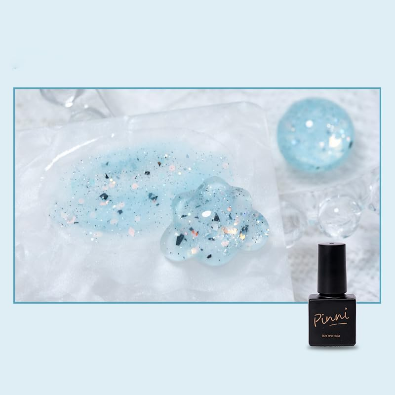 PINNI Bronze Egg Shell Gel Nail Polish Kit, Speckled Nail Polish Gel Nail Polish Sequins Glitter Semi-Permanent UV Gel Polish Shiny Gel Nail Varnish Shiny Shimmer White Gel Polish