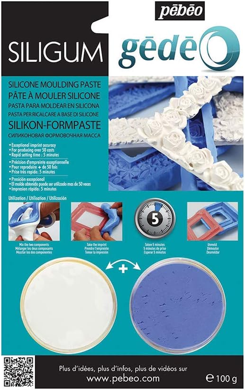 PBO P&eacute;b&eacute;o-G&eacute;d&eacute;o 100 G-Siligum Special Making Moulding Paste Small Dimensions & Flat Decorations Silicone for Very Fast Set, Gr image number 1