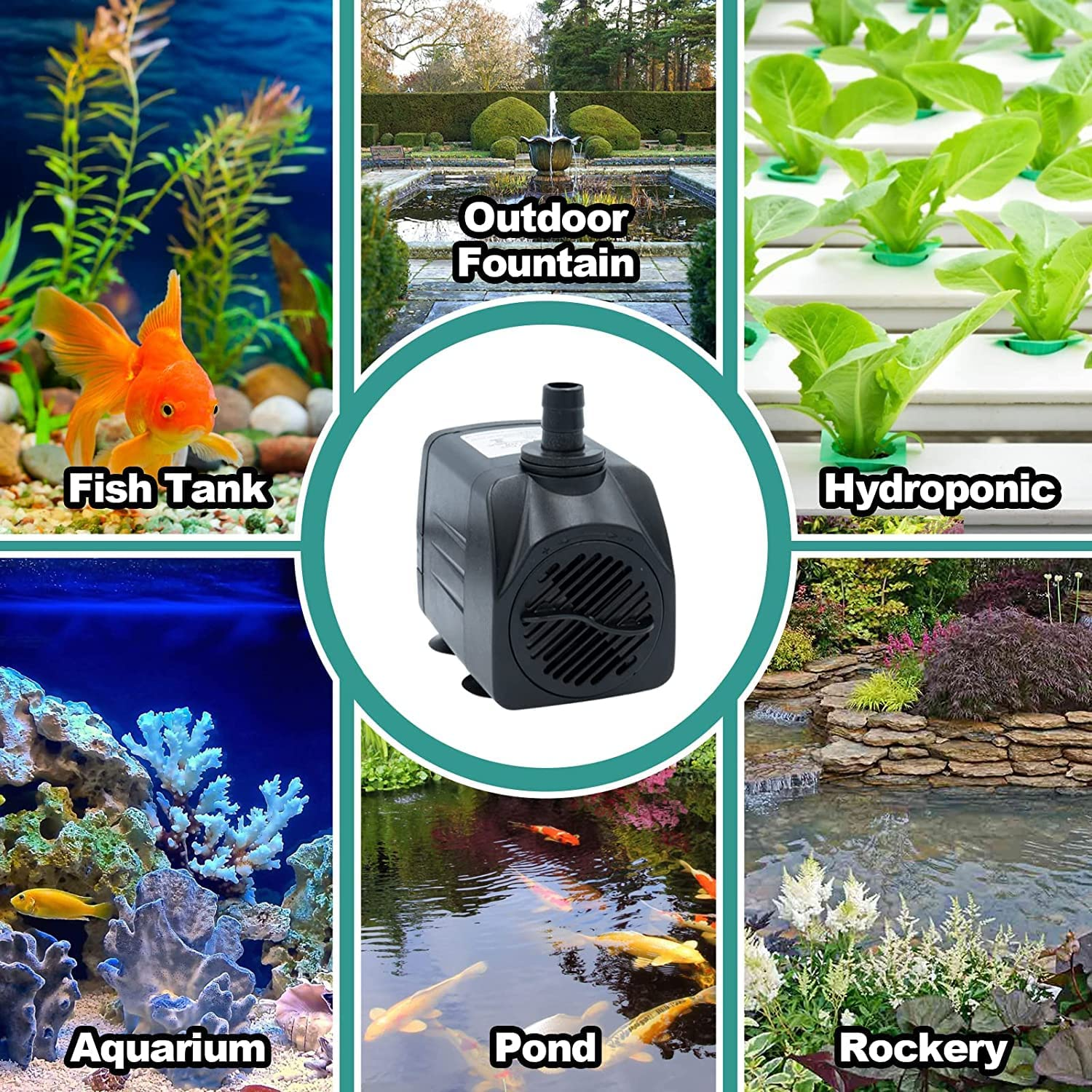 Submersible Pump, 45W Ultra Quiet Water Pump Small Submersible Pump for Fish Tank, 2500L/H Pond,Aquarium, Fountain, Statuary, Hydroponics image number 2