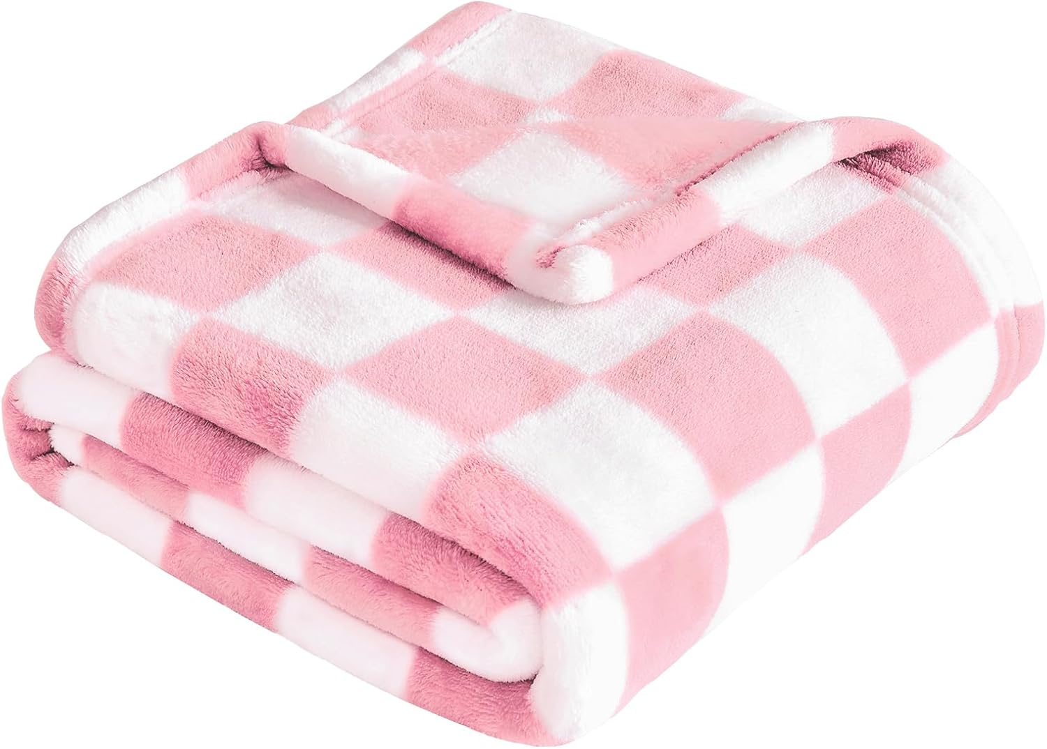 Yurhap Checkered Baby Blanket for Girls Pink Fleece Baby Blankets for Girls Boys, Warmer Comfort Lightweight Bed Blanket for Toddlers Infants or Newborn, 30''X40'', Pink image number 3