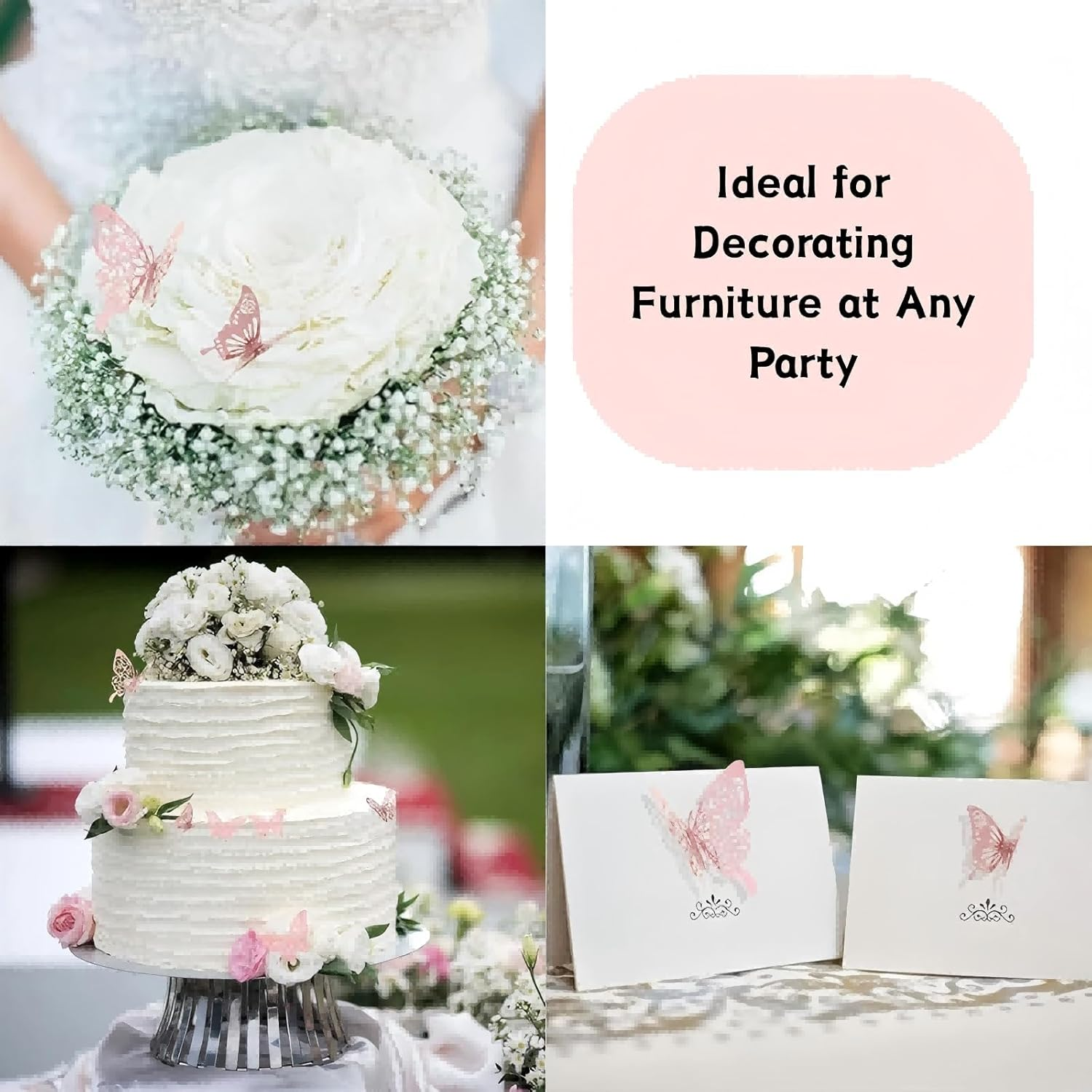 YAKESD Pink Butterfly Wall Decor Stickers,72Pcs 3 Sizes Butterfly Decals for Party Decorations，Kids Nursery Classroom,Wedding(Rose Gold) image number 6