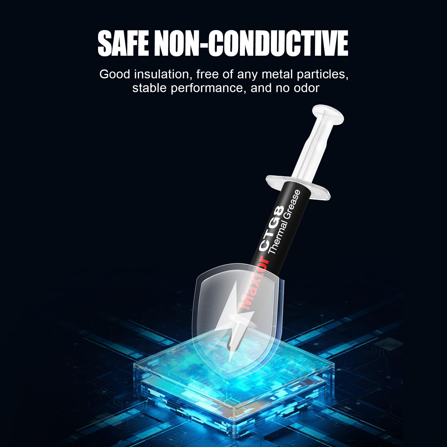 Maxtor CTG8 4 Grams Thermal Compound Paste Heat Sink for Ic/Processor/Cpu/Gpu/All Coolers, 12.8W/M.K Carbon Based High Performance, Thermal Interface Material image number 6