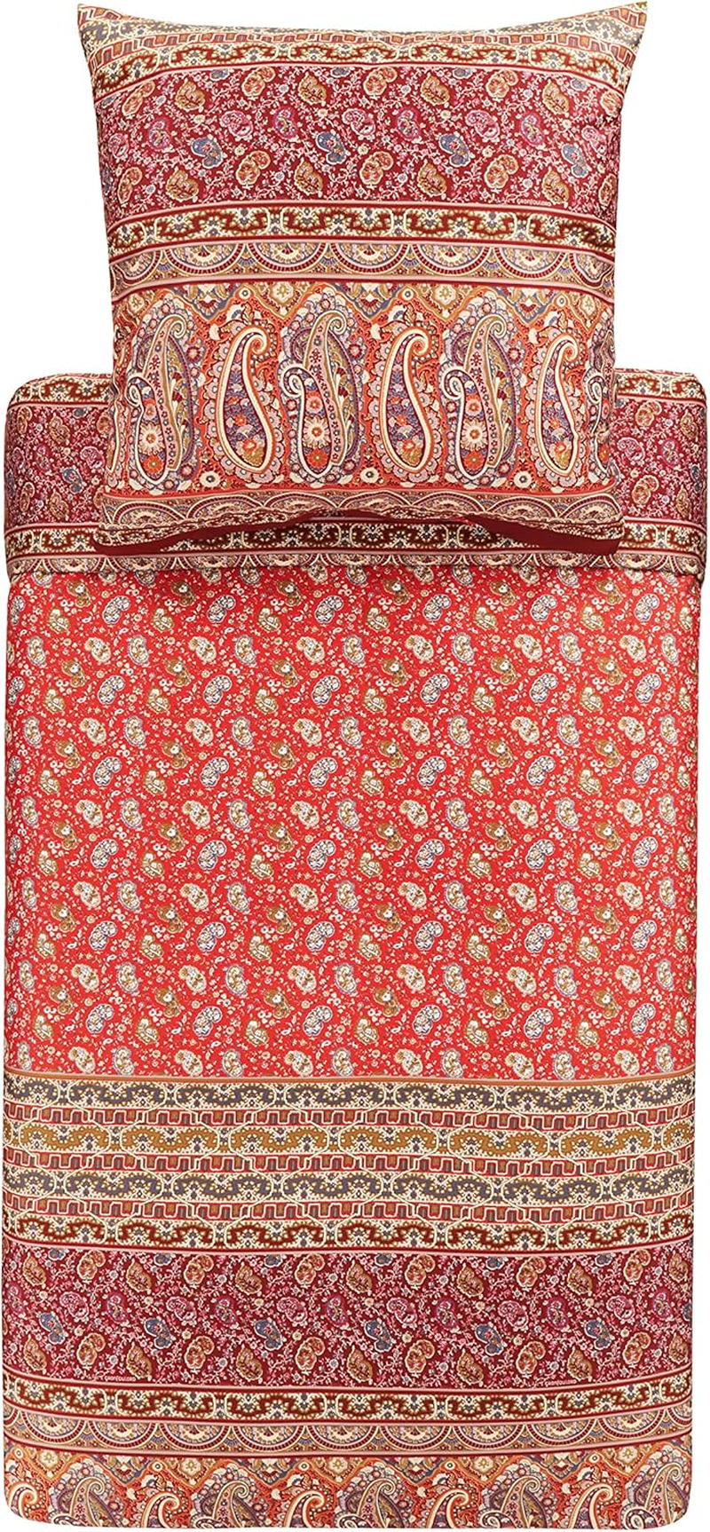 Bassetti Imperia 41 9323473 Bed Linen Set Cotton Mako Satin in Beige 2-Piece with Zip Closure 200 X 200 Cm / 80 X 80 Cm