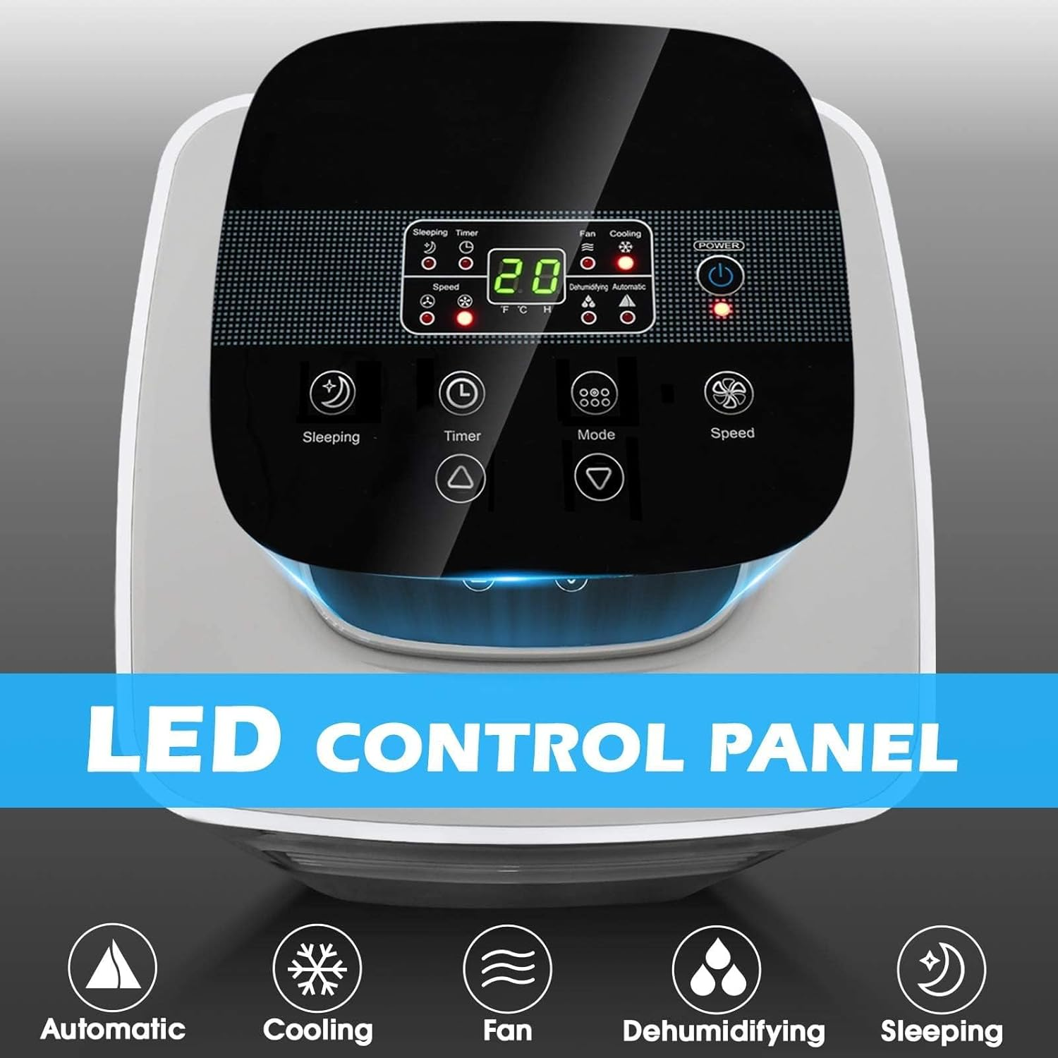 Advwin 9000BTU Portable Air Conditioner, 2.65KW Mobile Air Conditioner, Dehumidifier & Cooling Fan, 3-In-1 Air Cooler, LED Display, 24H Timer, for Home, Office image number 3