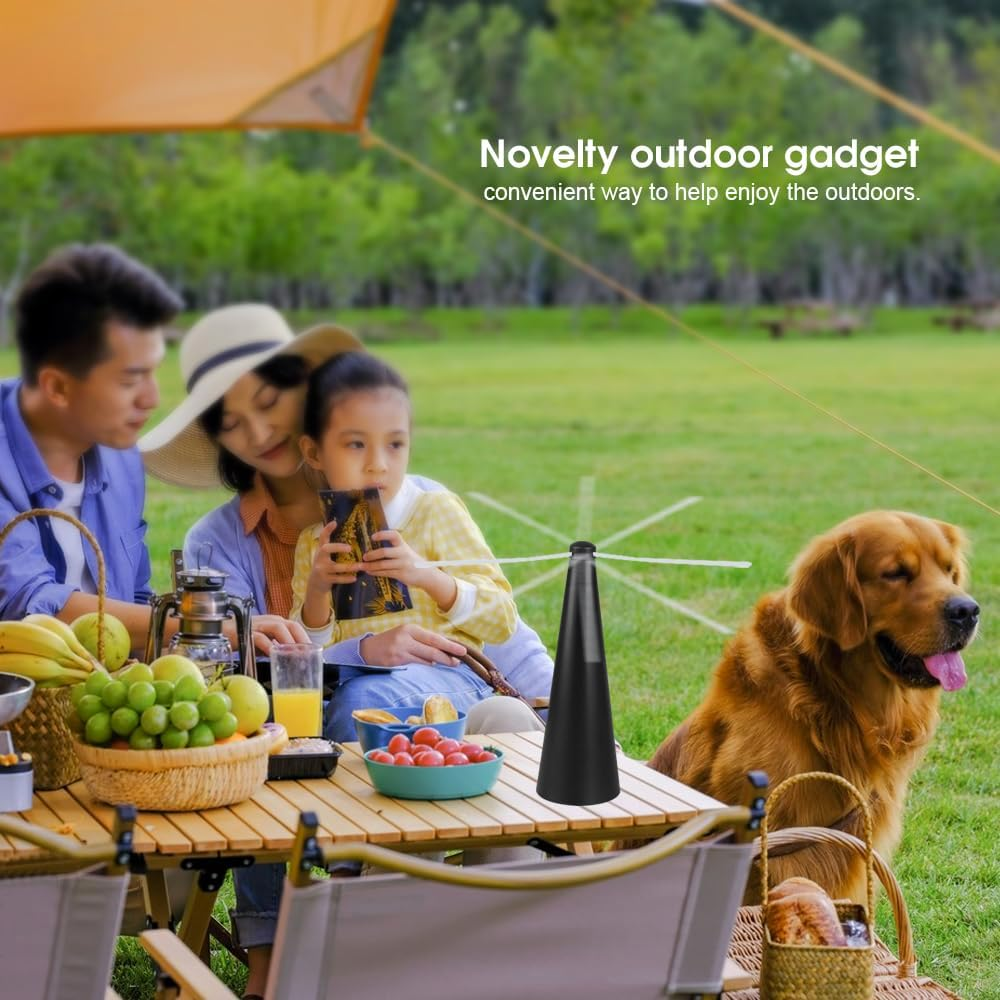 Living Today Fly Swatter Fan, Battery Operated Food Spinning Fan for Table Picnic,Portable Table Fly Repellent Fan,Food Fruit Fans for outside Indoor Meal for Restaurant Patio Home Barbeque (1, Black) - 1, Black image number 7