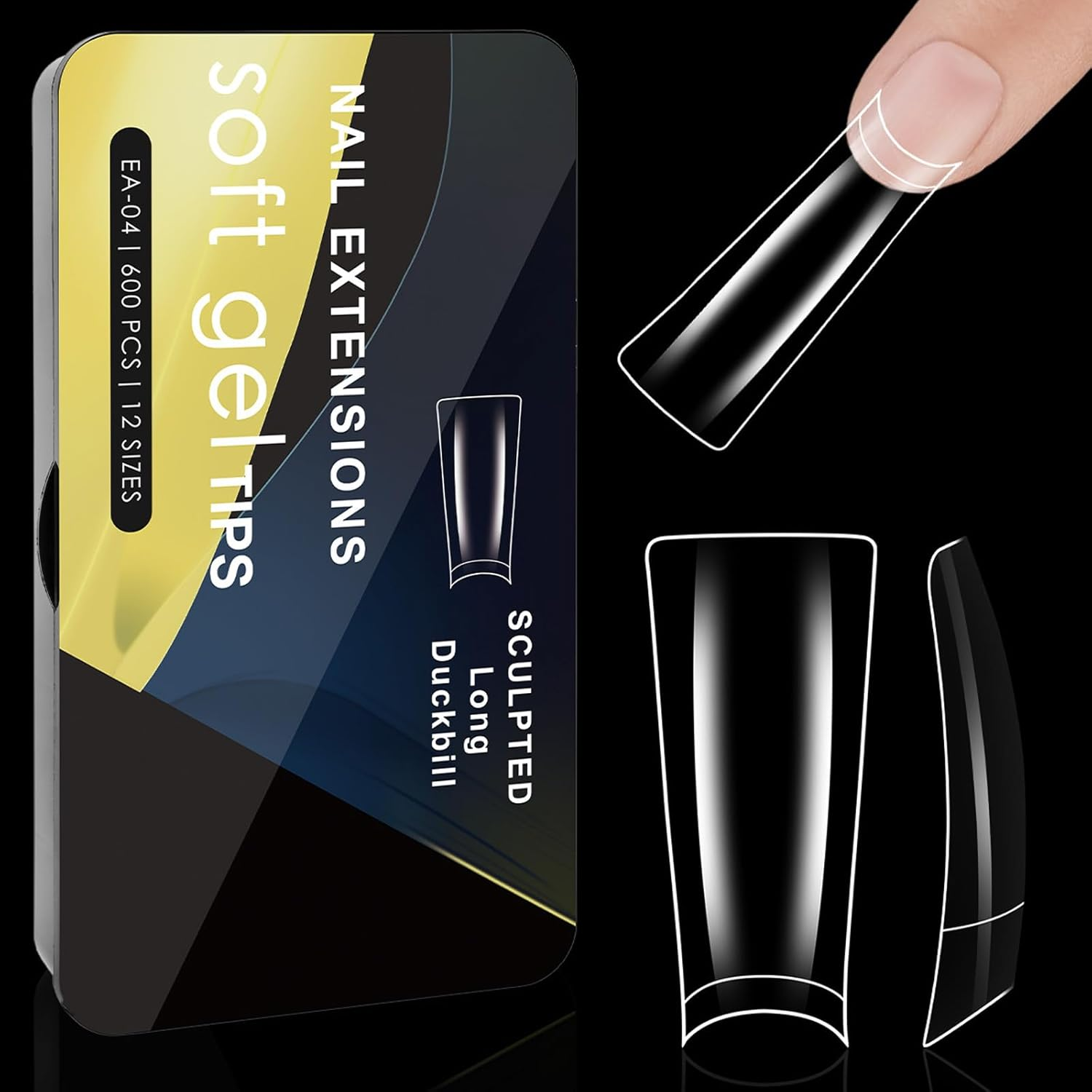 600Pcs Clear Nails Tips Gel Curved Design for Professional Manicure Half Covers False Nails Duck Feet Styles