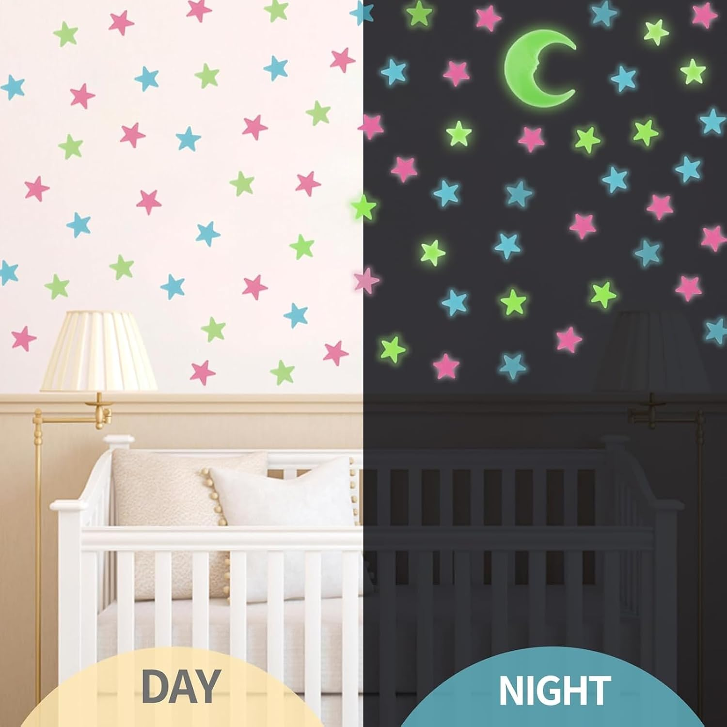 Glow in the Dark Stars and Moon Stickers for Ceiling - 200Pcs 3D Luminous Adhesive Stars Create Realistic Starry Sky - Room Decor for Kids Bedroom, Wall Stickers image number 3