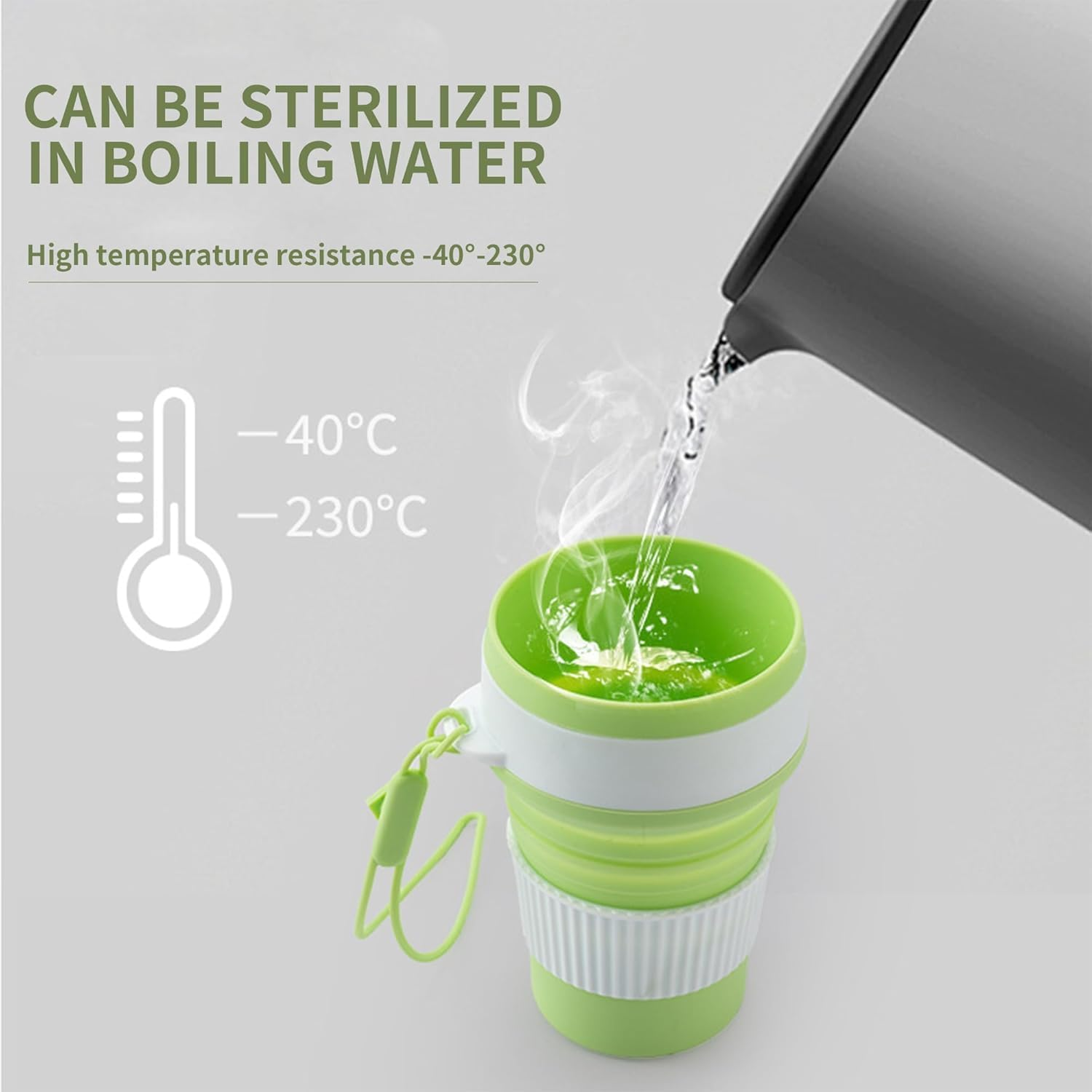 HAOQYUYN Silicone Folding Coffee Cup, Water Cup, Juice Cup, Foldable and Portable, Suitable for Hiking, Camping, Office | Lightweight, Heat-Resistant, Easy to Clean, Outdoor and Travel Cups (Pink)