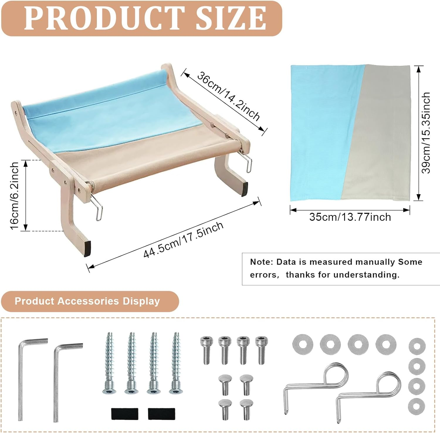 Cat Hammock for Windows, Climbing Wall Cats, Window Seats for Cats, Cat Bed for Bed Edge, Cats, Balcony, Hammock, Bed for Windowsill, Cat Lounger up to 18 Kg image number 5