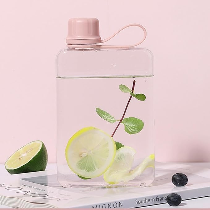 Slim Square Water Bottle, Transparent Tritan Flask, 400Ml, White image number 1