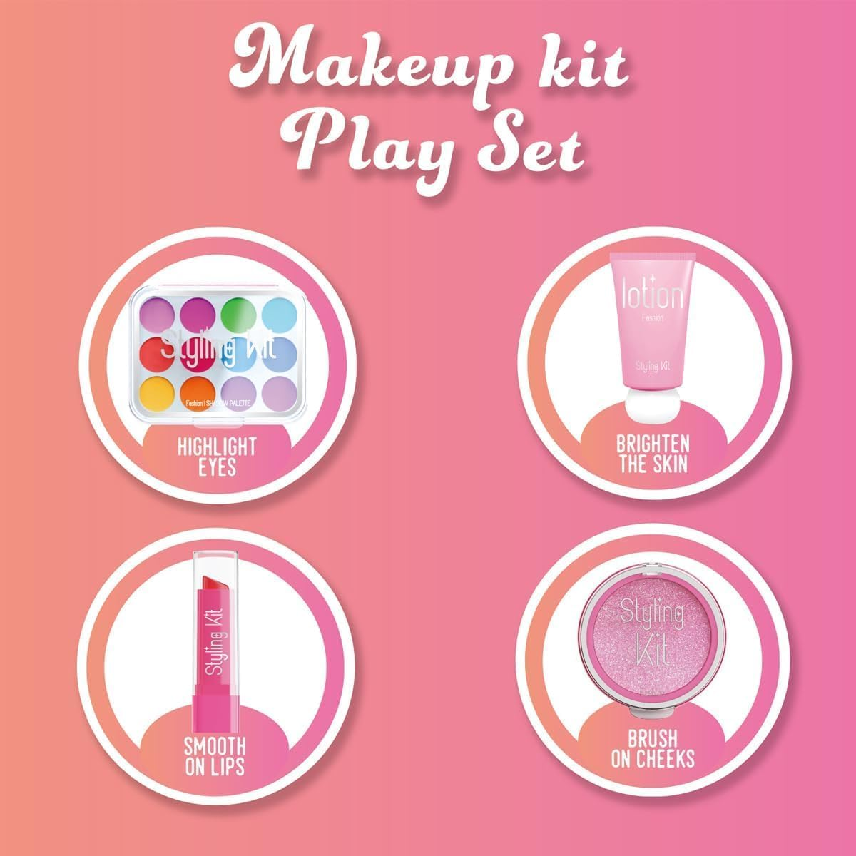 Fake Makeup Kits for Girls Toys 3 4 5 Years Old, Pretend Makeup Toys for Girls Birthday Gifts , Ages over 3 Years (Pink) image number 4