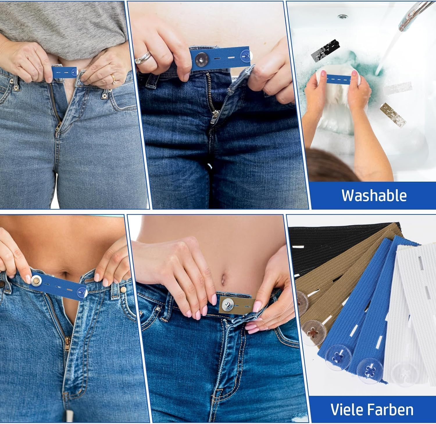 Adjustable Jean Pants Button Extenders, 12Pcs Pregnancy Pants Jeans Trousers Adjustable Waistband Expanders, Denim Button Waist Extenders Set for Men and Women image number 1