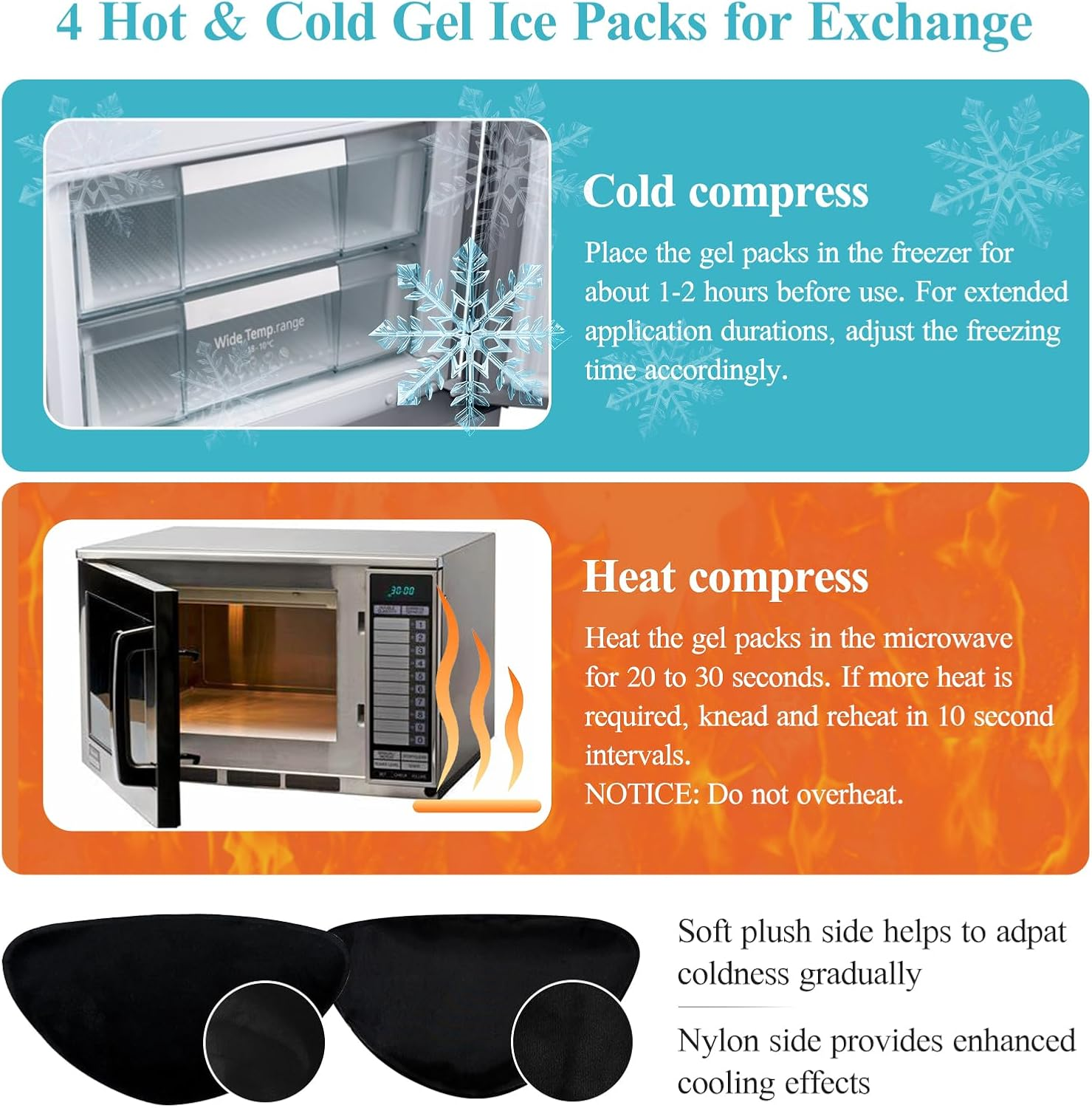 Vecozey Wisdom Teeth Ice Pack Head Wrap with Dual Compression Straps for Toothache, Face, Jaw, Chin, TMJ, Oral and Facial Surgery - 4 Reusable Hot & Cold Gel Packs for Injuries image number 2