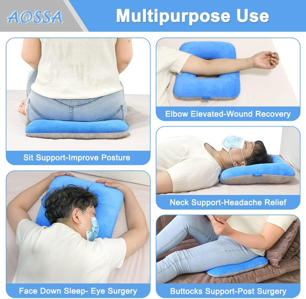 Donut Pillow Hemorrhoid Postpartum Pregnancy Doughnut Pillow for Bed Sores Piercing Donut Seat Cushions Head Hip Ear Piercing Sciatica Post Surgery Chair Seat Pads (Blue/Grey) image number 3