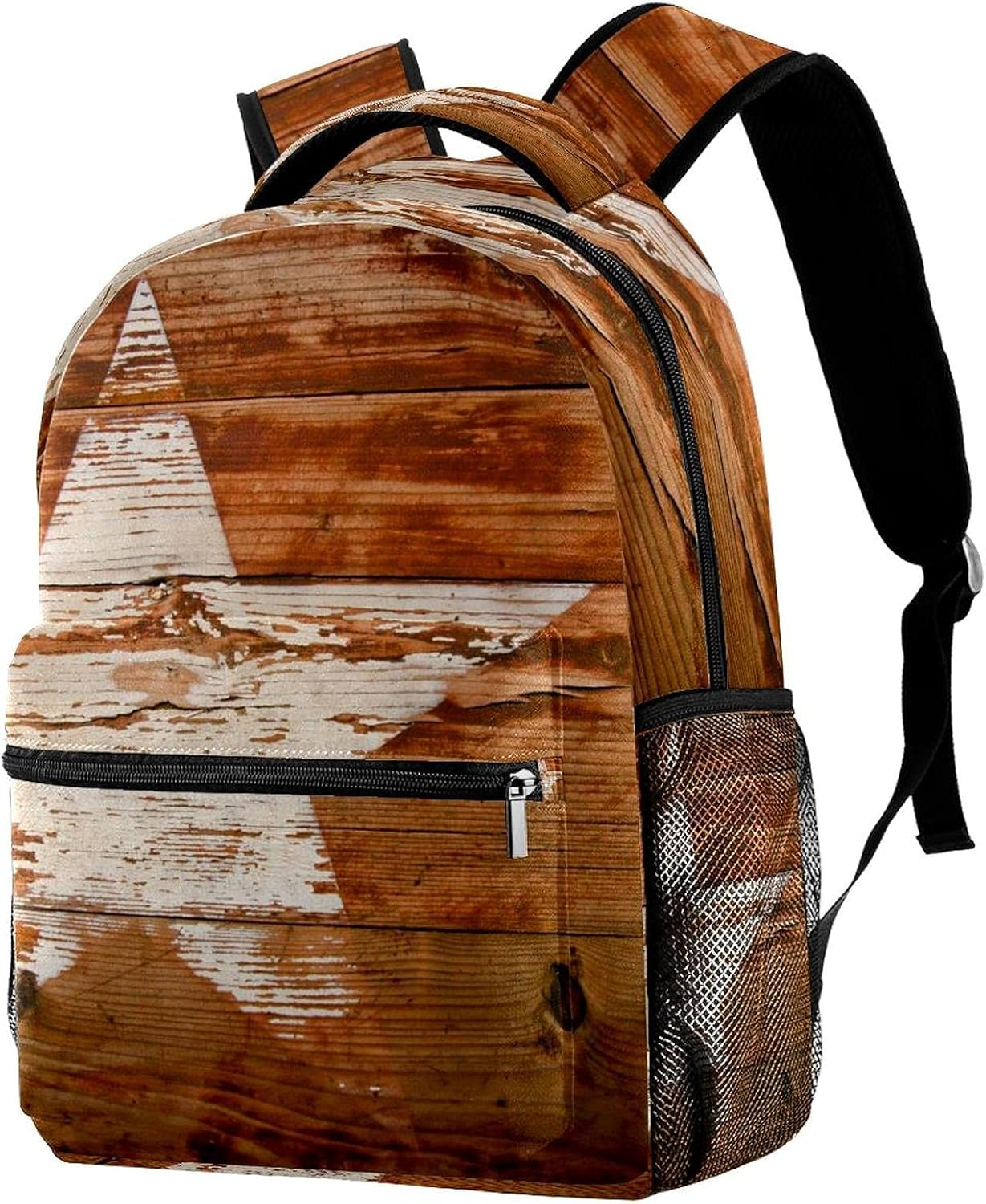 Faded Wood and Star Backpack Students Shoulder Bags Travel Bag College School Tote Backpacks image number 2